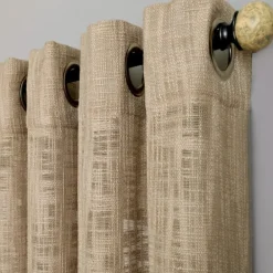 Curtains & Drapes-Kirkland's Home Natural Woven Single Curtain Panel, 84 In. Tan