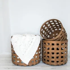 Baskets & Boxes-Kirkland's Home Natural Woven Wicker Round Baskets, Set Of 3 Tan