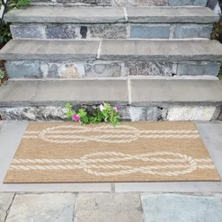 Outdoor Rugs-Kirkland's Home Nautical Rope Indoor/Outdoor Area Rug, 2X3 Tan