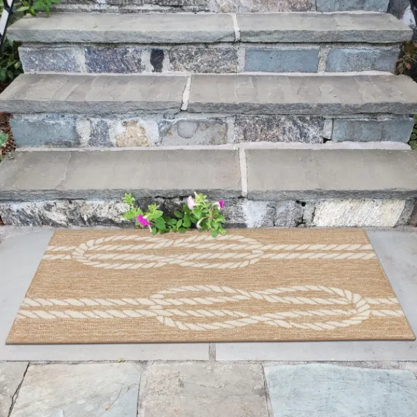 Outdoor Rugs-Kirkland's Home Nautical Rope Indoor/Outdoor Area Rug, 2X3 Tan