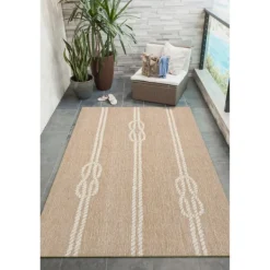 Outdoor Rugs-Kirkland's Home Nautical Rope Indoor/Outdoor Area Rug, 2X3 Tan