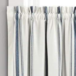 Curtains & Drapes-Kirkland's Home Navy & White Stripe Cafe Curtain Panel Set, 36 In. Blue