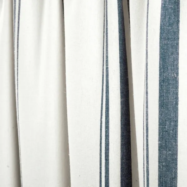 Curtains & Drapes-Kirkland's Home Navy & White Stripe Cafe Curtain Panel Set, 24 In. Blue