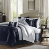 Comforters-Kirkland's Home Navy Amador 7-Pc. Queen Comforter Set Blue/Silver