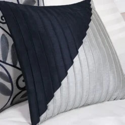 Comforters-Kirkland's Home Navy Amador 7-Pc. Queen Comforter Set Blue/Silver