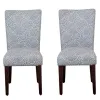 Dining Chairs-Kirkland's Home Navy And Cream Floral Parsons Chairs, Set Of 2 Blue/Tan