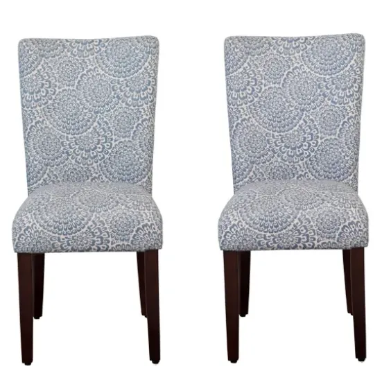Dining Chairs-Kirkland's Home Navy And Cream Floral Parsons Chairs, Set Of 2 Blue/Tan