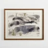 Framed Art-Kirkland's Home Navy And Gold Streaks Framed Art Print White/Blue/Gold