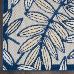 Outdoor Rugs-Kirkland's Home Navy And Gray Botanical Outdoor Area Rug, 6X9 Blue/Gray