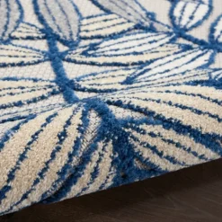 Outdoor Rugs-Kirkland's Home Navy And Gray Botanical Outdoor Area Rug, 6X9 Blue/Gray