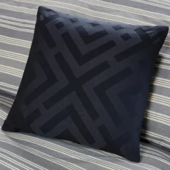 Comforters-Kirkland's Home Navy And Ivory Stripe 9-Pc. King Comforter Set Blue/White