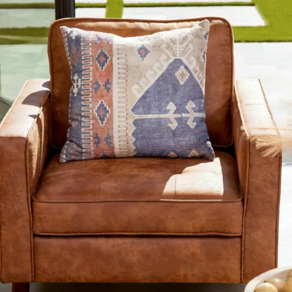 Pillows-Kirkland's Home Navy And Rust Vintage Bahiti Throw Pillow Blue/Ivory/Orange