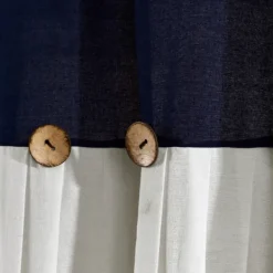 Shower Curtains-Kirkland's Home Navy And White Button Accent Linen Shower Curtain Blue