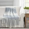 Blankets & Throws-Kirkland's Home Navy And White Herringbone Stripe Throw Blue/White
