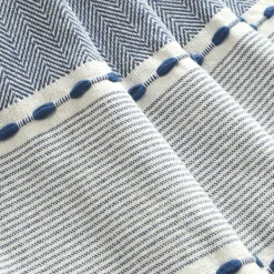 Blankets & Throws-Kirkland's Home Navy And White Herringbone Stripe Throw Blue/White