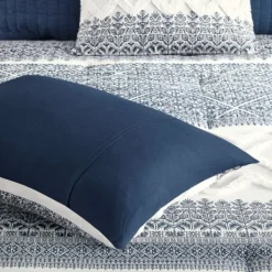 Comforters-Kirkland's Home Navy And White 3-Pc. Full/Queen Comforter Set Blue/White