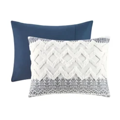 Comforters-Kirkland's Home Navy And White 3-Pc. Full/Queen Comforter Set Blue/White