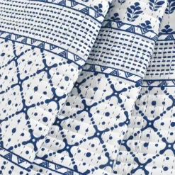 Blankets & Throws-Kirkland's Home Navy And White Striped Geometric Reversible Throw Blue/White