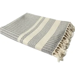 Blankets & Throws-Kirkland's Home Navy And White Stripes Cotton Throw Blue/White