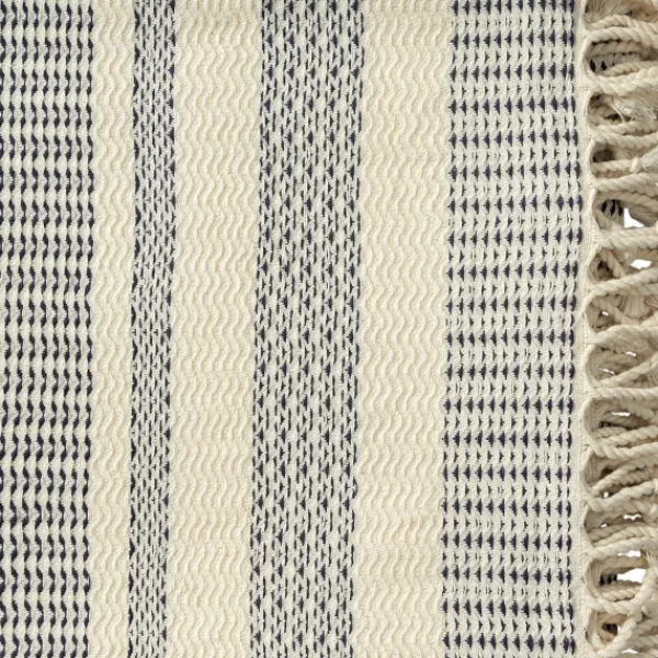 Blankets & Throws-Kirkland's Home Navy And White Stripes Cotton Throw Blue/White