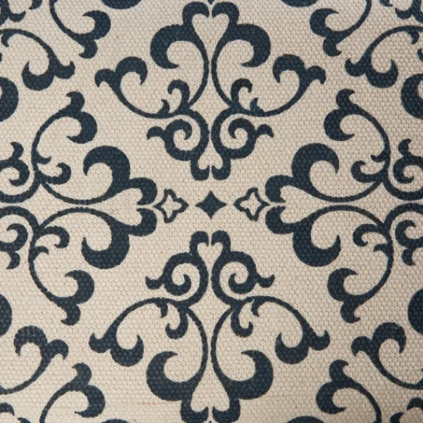 Benches & Ottomans-Kirkland's Home Navy And White Upholstered Scroll Bench Blue/White