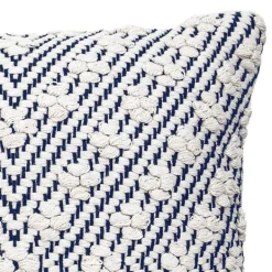Pillows-Kirkland's Home Navy And White Woven Maze Pillow Blue/White