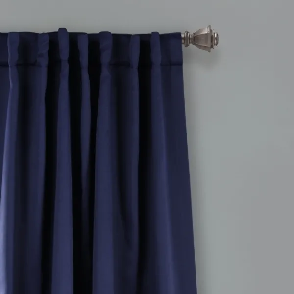 Curtains & Drapes-Kirkland's Home Navy Back Tab Blackout Curtain Panel Set, 84 In. Blue