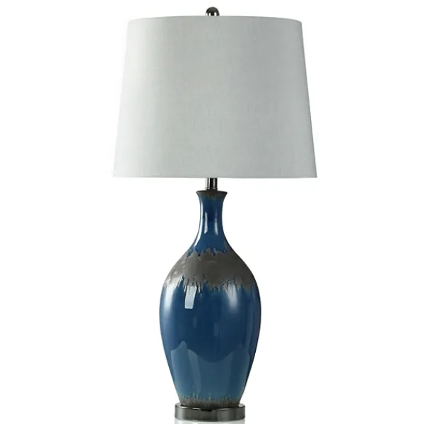 Buffet Lamps-Kirkland's Home Navy Blue Color Drip Table Lamp Gray