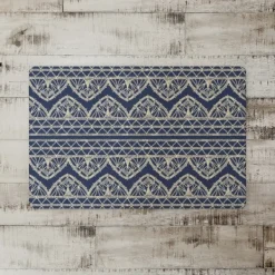 Kitchen & Floor Mats-Kirkland's Home Navy Boho Lace Pattern Floor Mat Blue