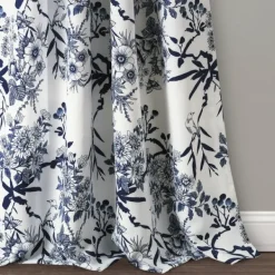 Curtains & Drapes-Kirkland's Home Navy Botanical Garden Curtain Panel Set, 95 In. Blue