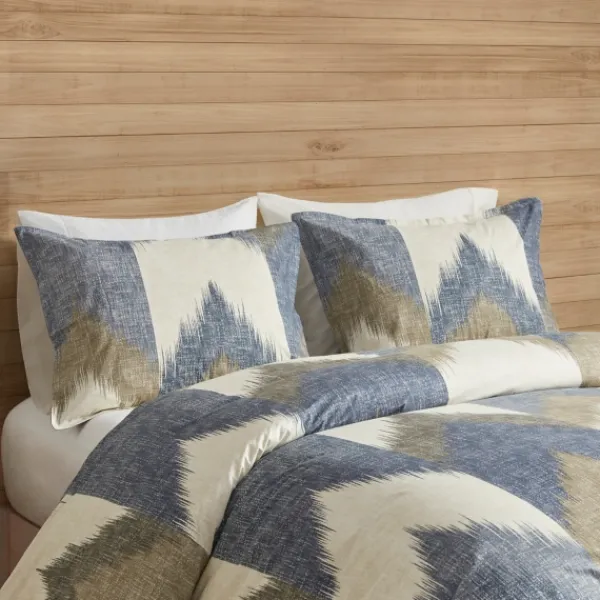 Comforters-Kirkland's Home Navy Broken Chevron 3-Pc. Full/Queen Comforter Set Blue/Gray