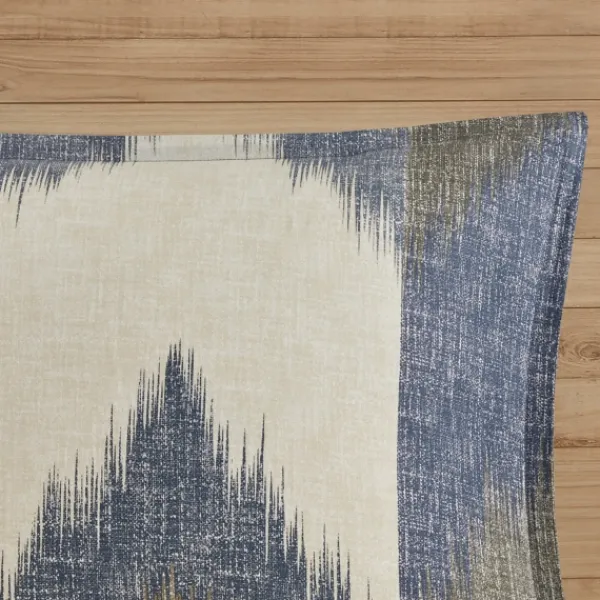 Comforters-Kirkland's Home Navy Broken Chevron 3-Pc. Full/Queen Comforter Set Blue/Gray