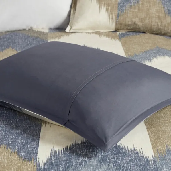 Comforters-Kirkland's Home Navy Broken Chevron 3-Pc. Full/Queen Comforter Set Blue/Gray