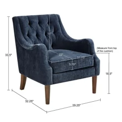 Accent Chairs-Kirkland's Home Navy Button Tufted Accent Chair Blue