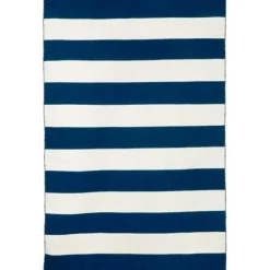 Outdoor Rugs-Kirkland's Home Navy Cabana Stripe Indoor/Outdoor Area Rug, 5X7 Blue/White