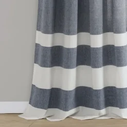 Curtains & Drapes-Kirkland's Home Navy Cape Cod Stripe Curtain Panel Set, 84 In. Blue/White