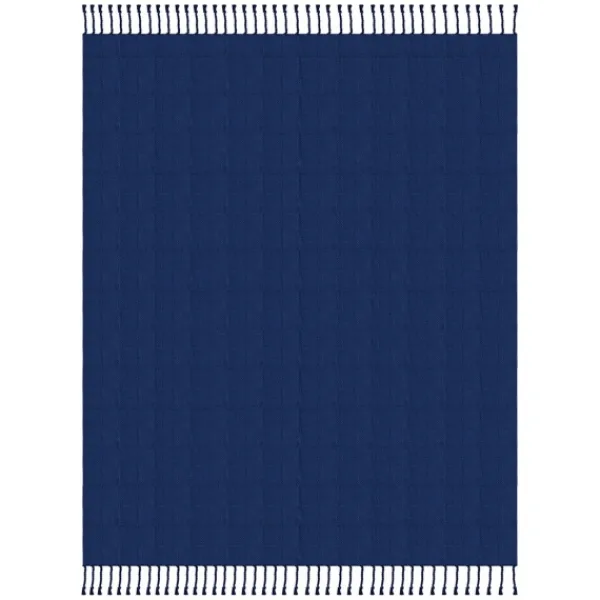 Blankets & Throws-Kirkland's Home Navy Checkered Weave Fringe Throw Blue