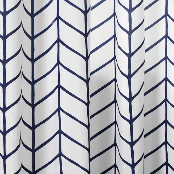 Curtains & Drapes-Kirkland's Home Navy Chevron 2-Pc. Panel Curtain Set, 84 In. White/Blue