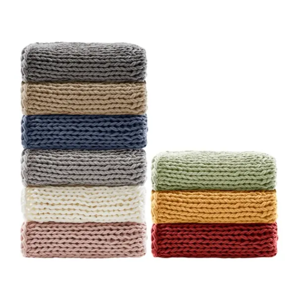 Blankets & Throws-Kirkland's Home Navy Chunky Double Knit Cozy Throw Blue