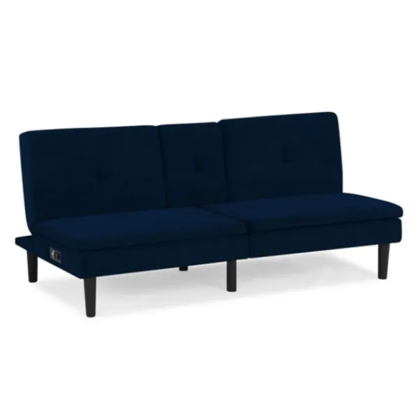 Sofas & Loveseats-Kirkland's Home Navy Console Usb Port Convertible Sofa Blue