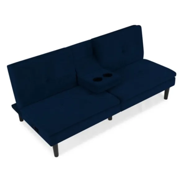 Sofas & Loveseats-Kirkland's Home Navy Console Usb Port Convertible Sofa Blue
