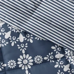 Comforters-Kirkland's Home Navy Daisy Medallion King 3-Pc. Comforter Set Blue