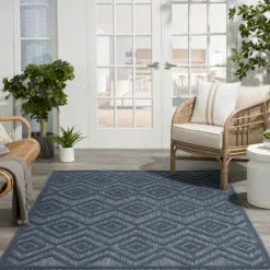 Outdoor Rugs-Kirkland's Home Navy Diamond Indoor/Outdoor Area Rug, 6X9 Blue