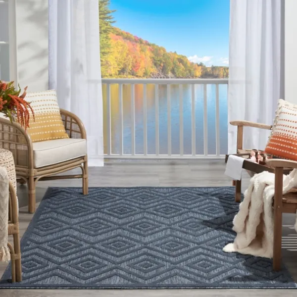 Outdoor Rugs-Kirkland's Home Navy Diamond Indoor/Outdoor Area Rug, 6X9 Blue