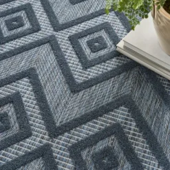 Outdoor Rugs-Kirkland's Home Navy Diamond Indoor/Outdoor Area Rug, 5X7 Blue