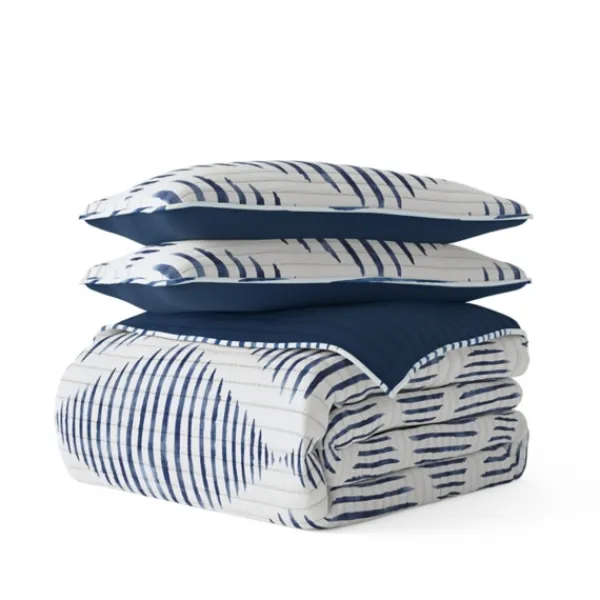 Quilts-Kirkland's Home Navy Diamond Line Reversible 2-Pc. Twin Quilt Set Blue/White