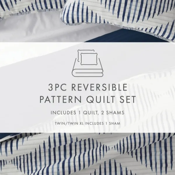 Quilts-Kirkland's Home Navy Diamond Line Reversible 2-Pc. Twin Quilt Set Blue/White