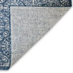 Outdoor Rugs-Kirkland's Home Navy Embellished Scroll Indoor/Outdoor Rug, 4X7 Blue/White
