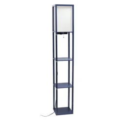 Floor Lamps-Kirkland's Home Navy Etagere Shelf Charging Floor Lamp Blue