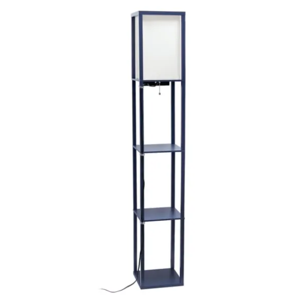 Floor Lamps-Kirkland's Home Navy Etagere Shelf Charging Floor Lamp Blue